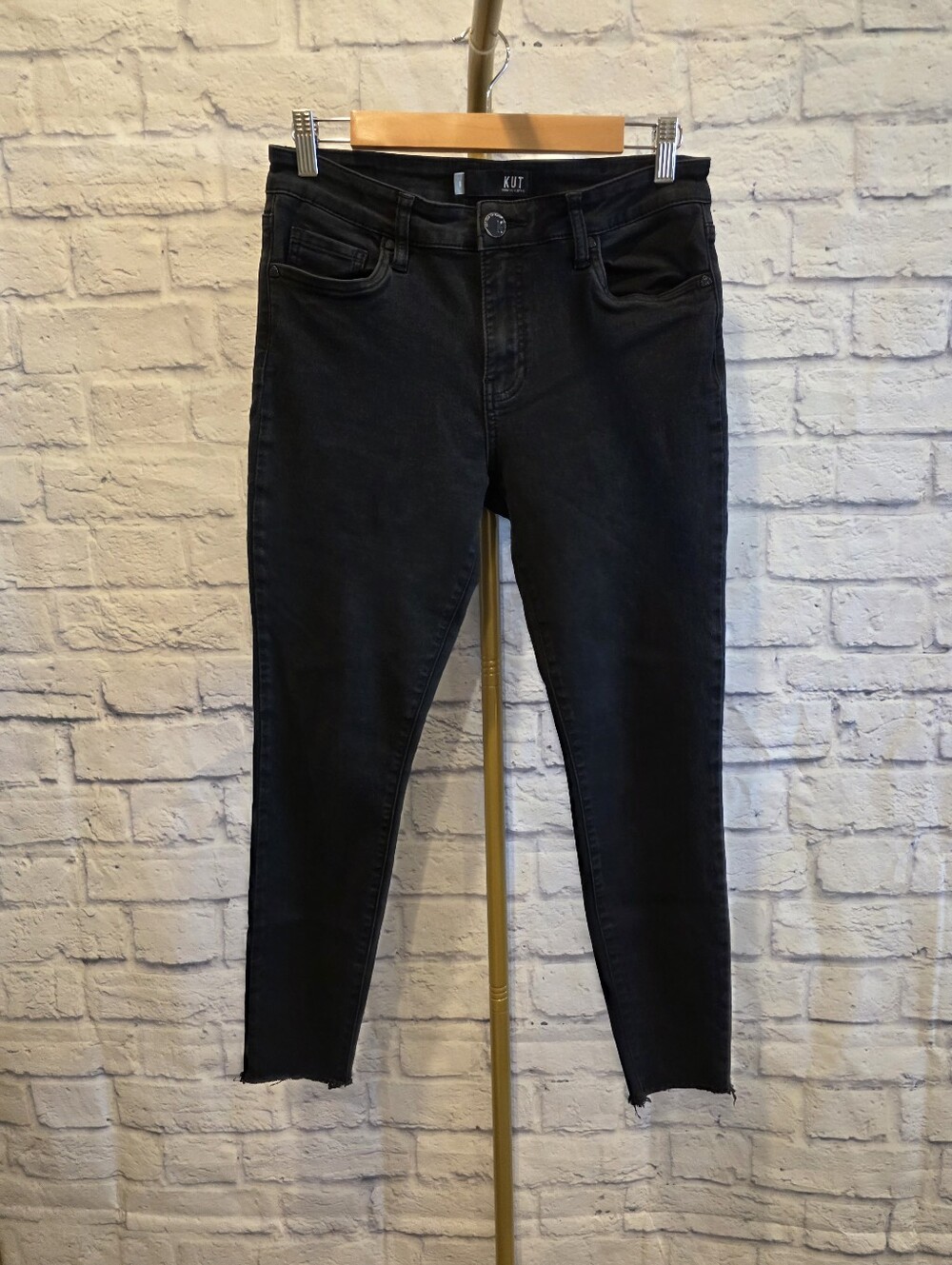 KUT from the Kloth Size 6 Black High Rise Raw Frayed Hem Jeans